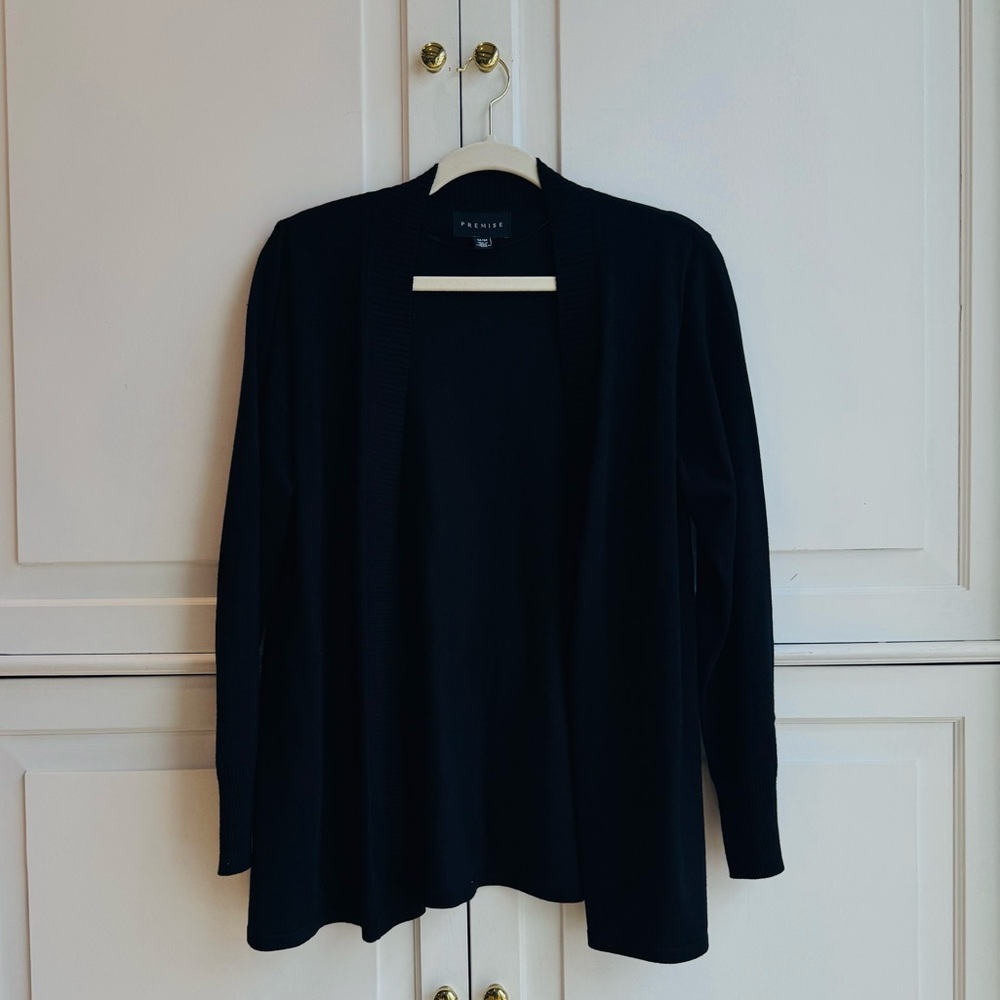Premise Black Ribbed Cardigan
